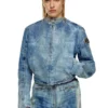 de-calur-fse Veste en denim avec détails zips motard