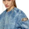 de-calur-fse Veste en denim avec détails zips motard