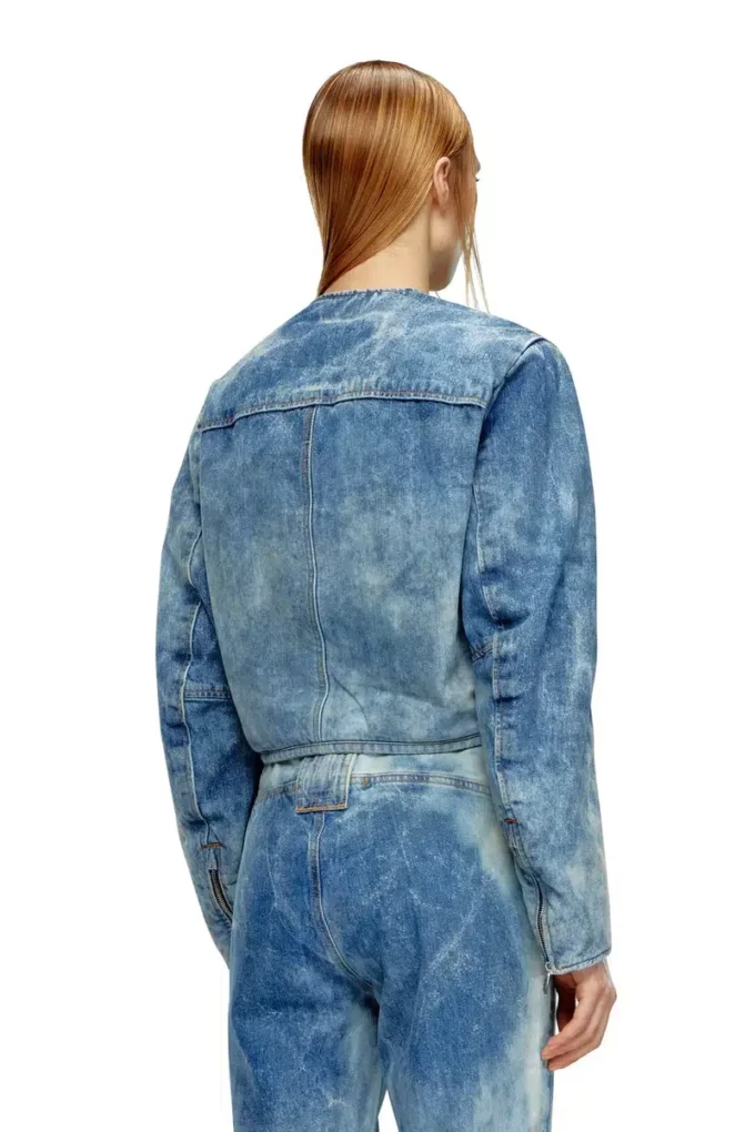 de-calur-fse Veste en denim avec détails zips motard