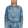 de-calur-fse Veste en denim avec détails zips motard
