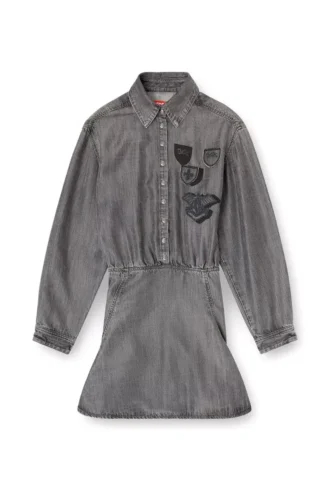 de-drevia-s Robe en denim avec empiècements brodés