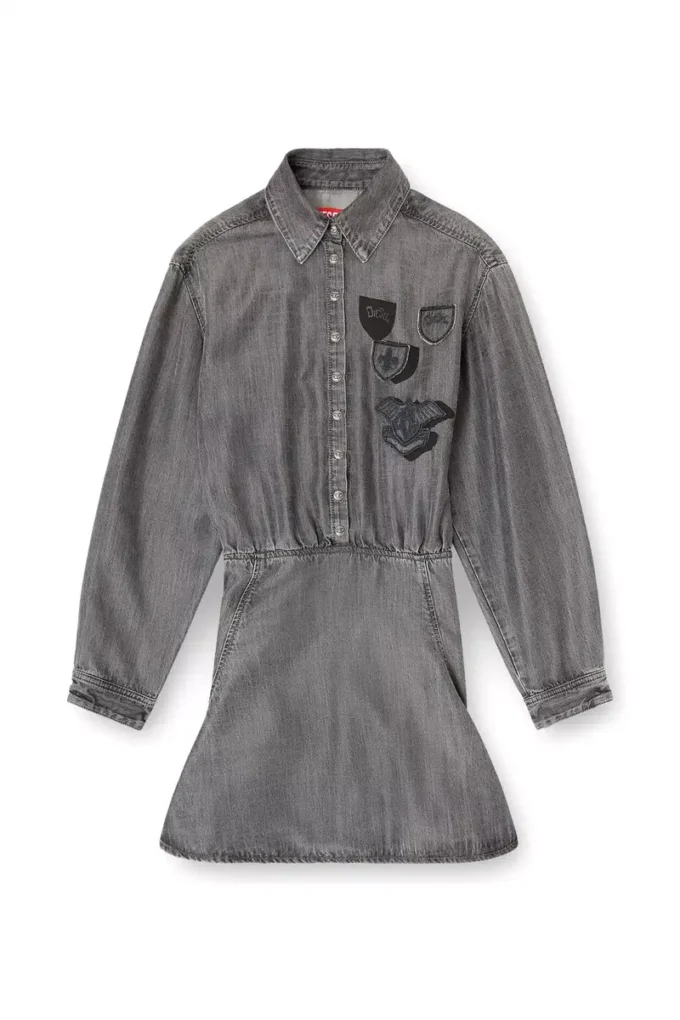 de-drevia-s Robe en denim avec empiècements brodés