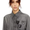 de-drevia-s Robe en denim avec empiècements brodés