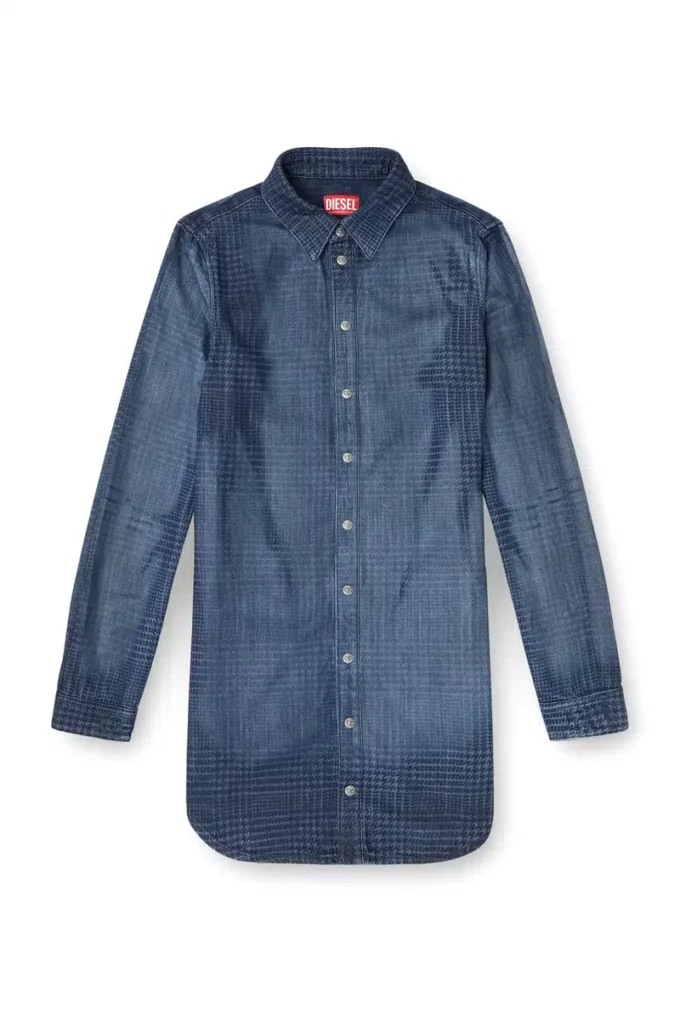 de-eazy dress-s Robe chemise en denim fluide Prince de Galles