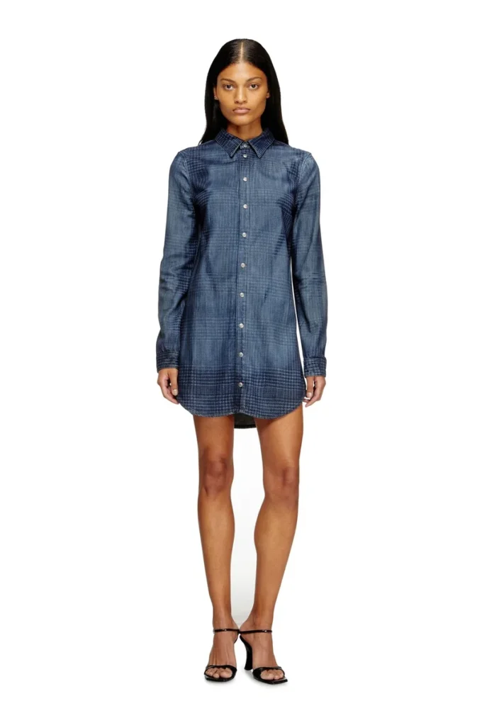 de-eazy dress-s Robe chemise en denim fluide Prince de Galles