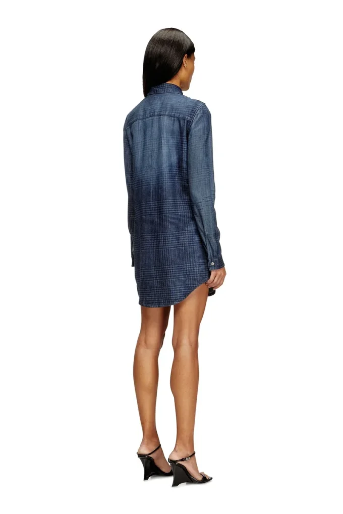 de-eazy dress-s Robe chemise en denim fluide Prince de Galles