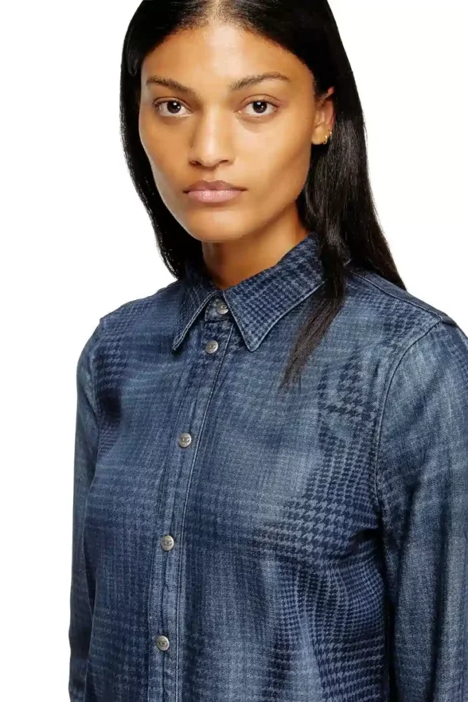 de-eazy dress-s Robe chemise en denim fluide Prince de Galles