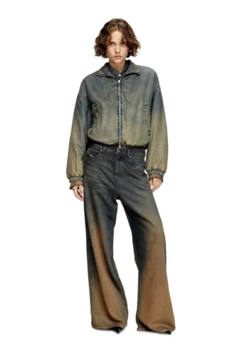 de-flower-s Veste zippée en denim fluide dégradé