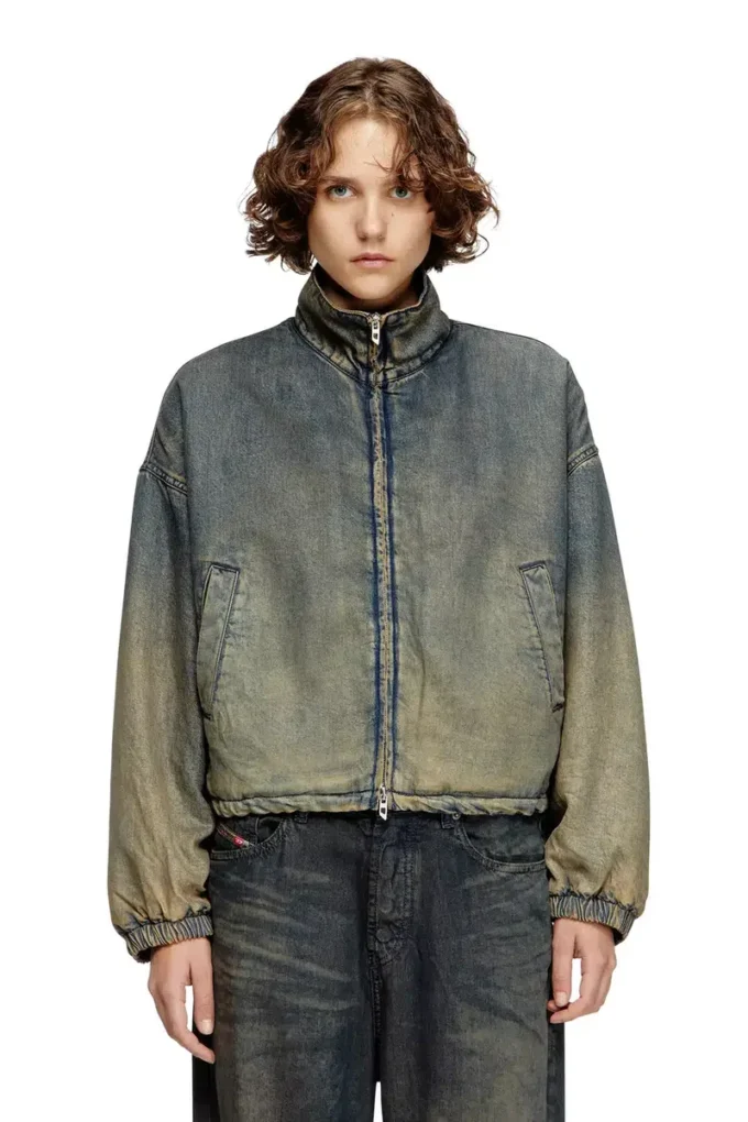 de-flower-s Veste zippée en denim fluide dégradé