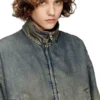 de-flower-s Veste zippée en denim fluide dégradé
