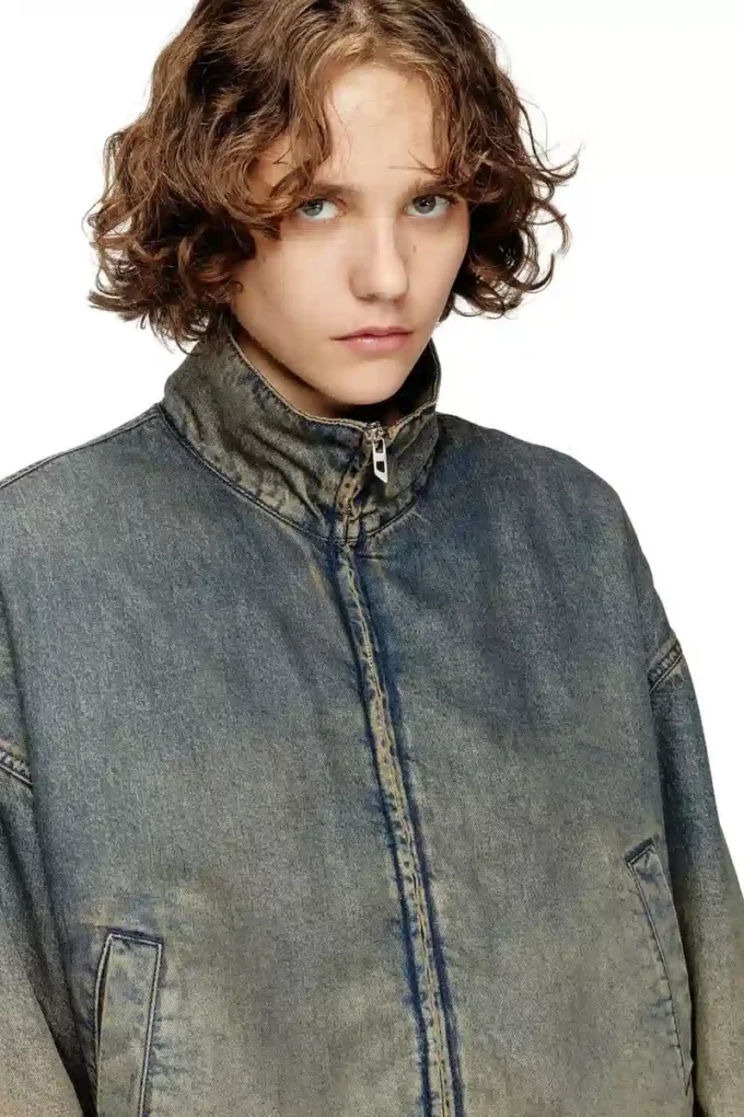 de-flower-s Veste zippée en denim fluide dégradé