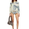 de-grafy-fsh Veste en denim à motif pied-de-poule