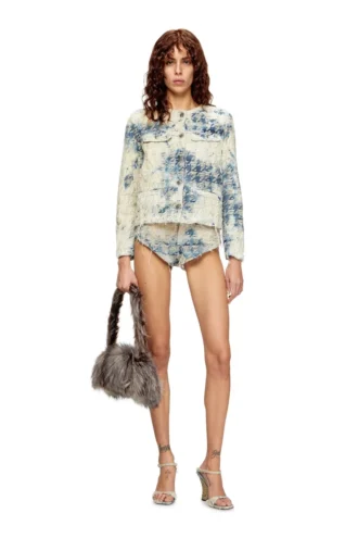 de-grafy-fsh Veste en denim à motif pied-de-poule