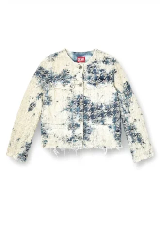 de-grafy-fsh Veste en denim à motif pied-de-poule