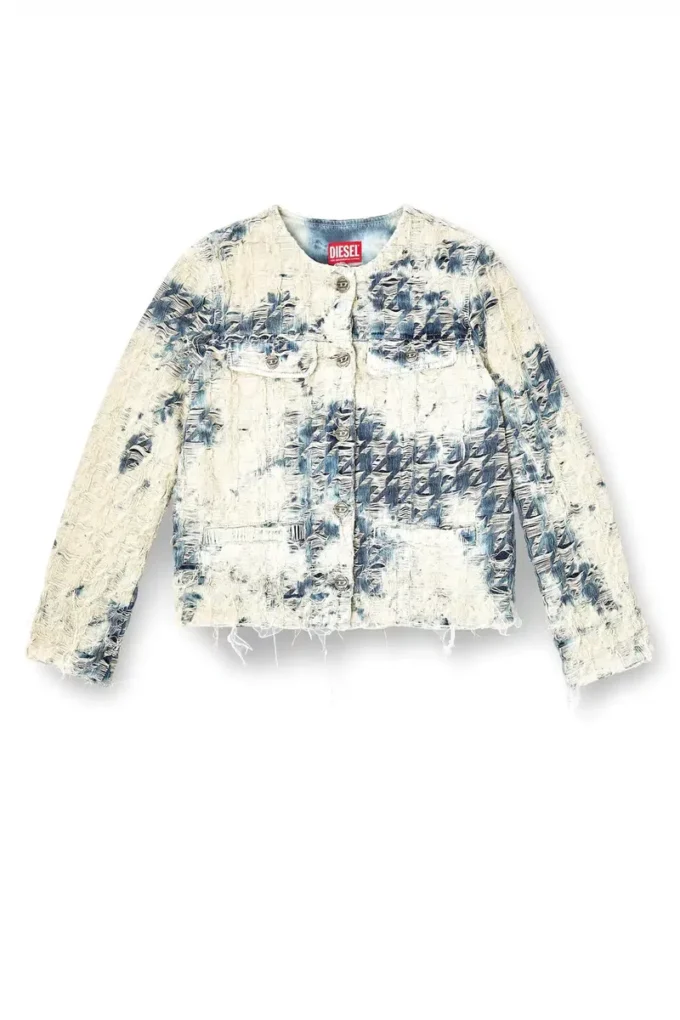 de-grafy-fsh Veste en denim à motif pied-de-poule