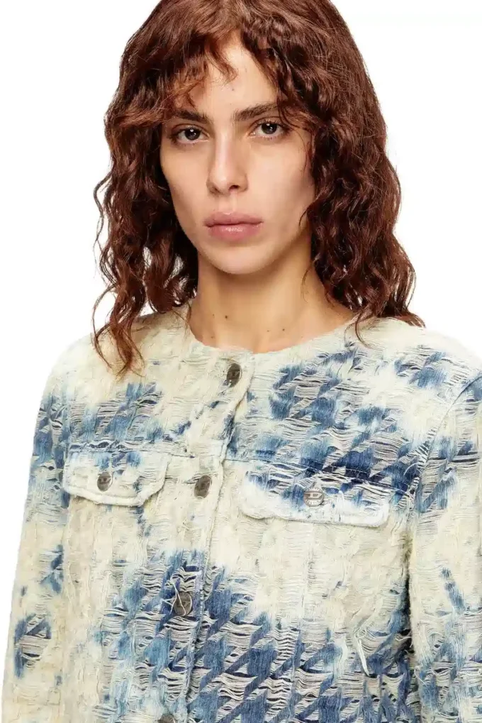 de-grafy-fsh Veste en denim à motif pied-de-poule