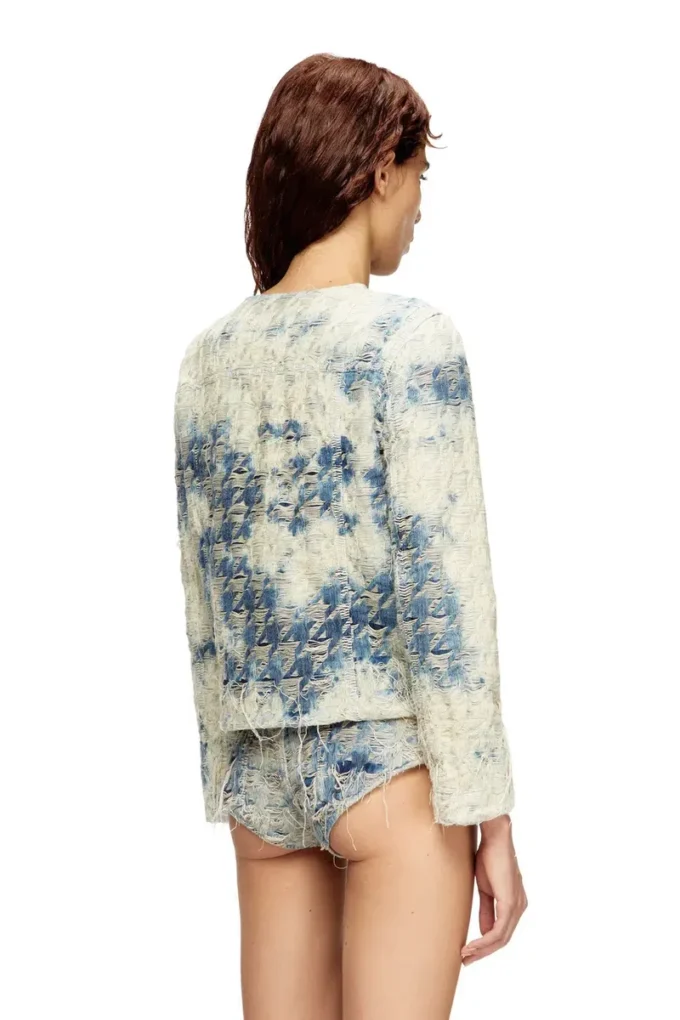 de-grafy-fsh Veste en denim à motif pied-de-poule