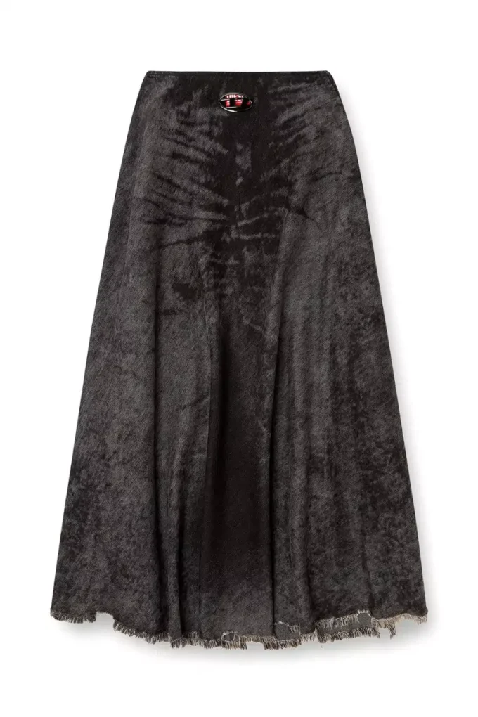 de-hannie-fsh Jupe ample en denim coton-chanvre laserisé