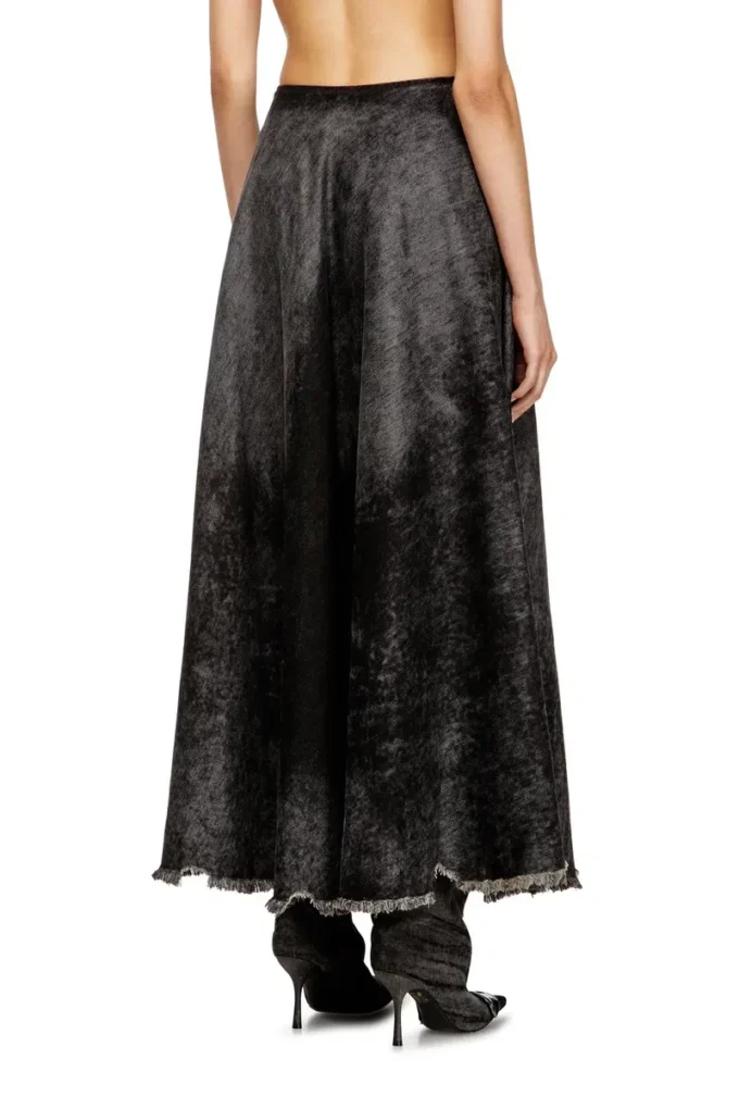 de-hannie-fsh Jupe ample en denim coton-chanvre laserisé