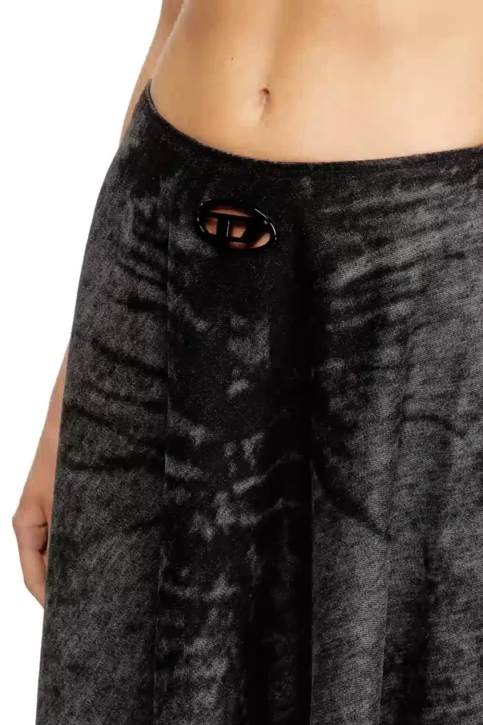 de-hannie-fsh Jupe ample en denim coton-chanvre laserisé