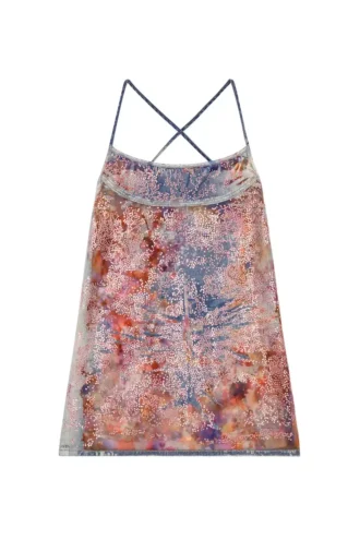 de-held-short-fse Robe midi à bretelles en denim à paillettes