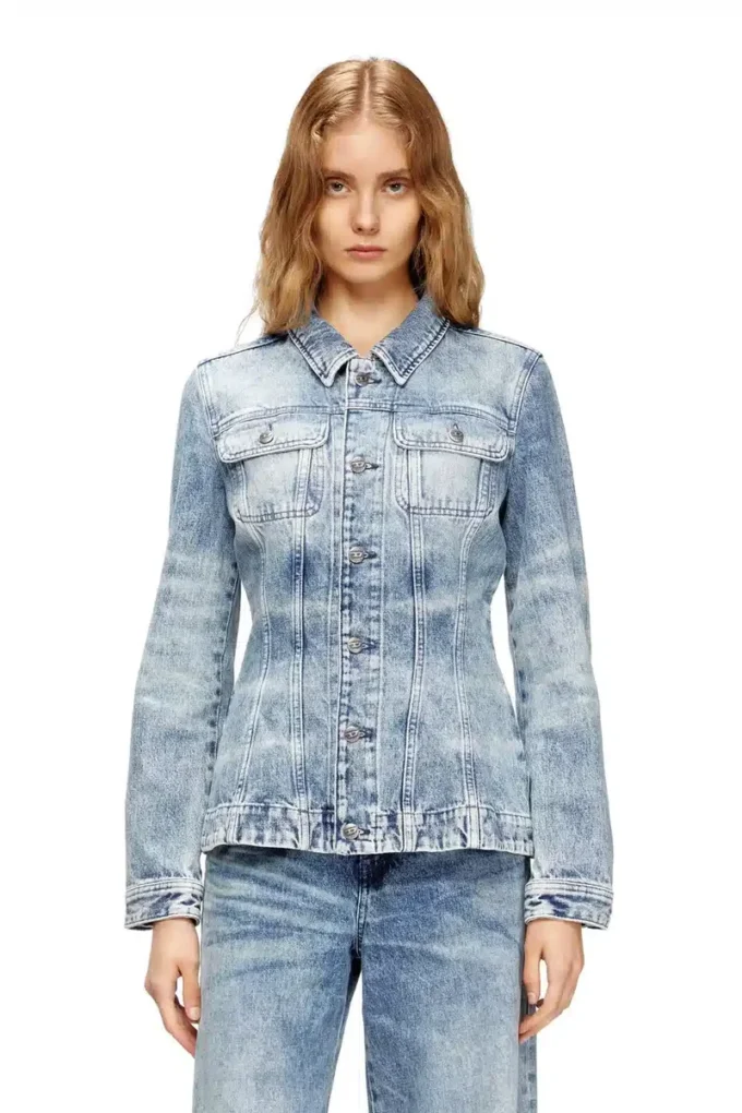 de-katerin-fsh Veste ajustée en denim coton-chanvre laserisé