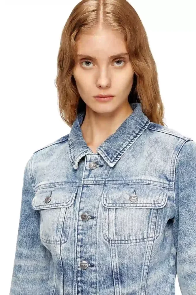 de-katerin-fsh Veste ajustée en denim coton-chanvre laserisé