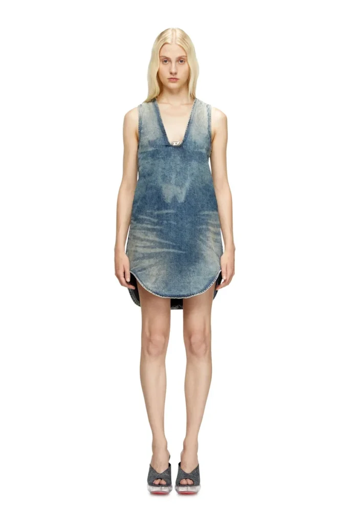 de-laris-dress-s Robe courte en denim marbré