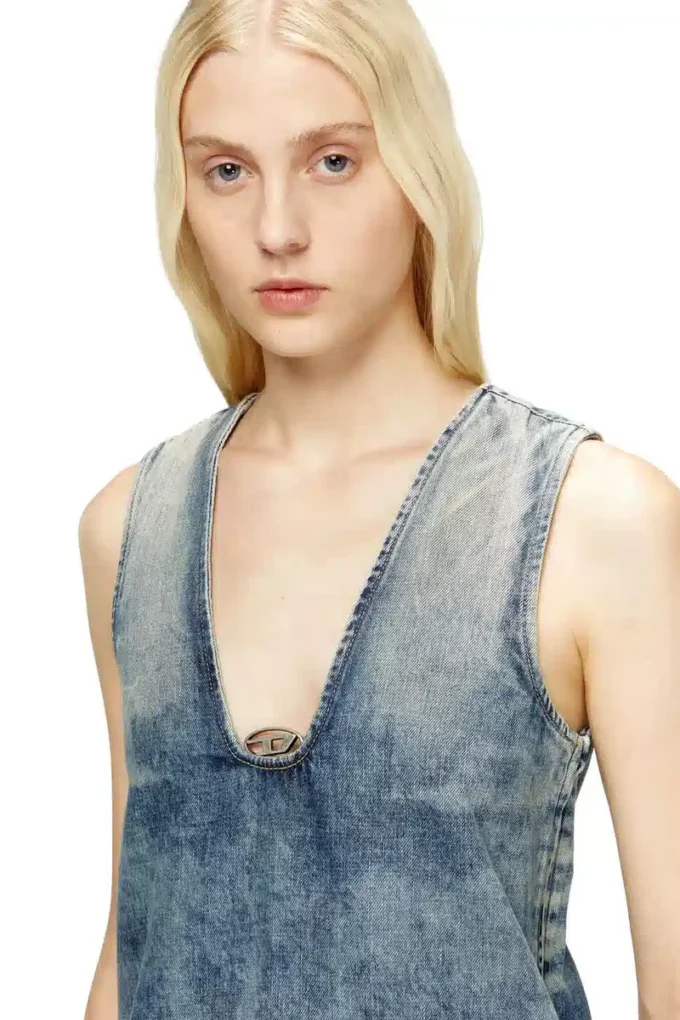 de-laris-dress-s Robe courte en denim marbré
