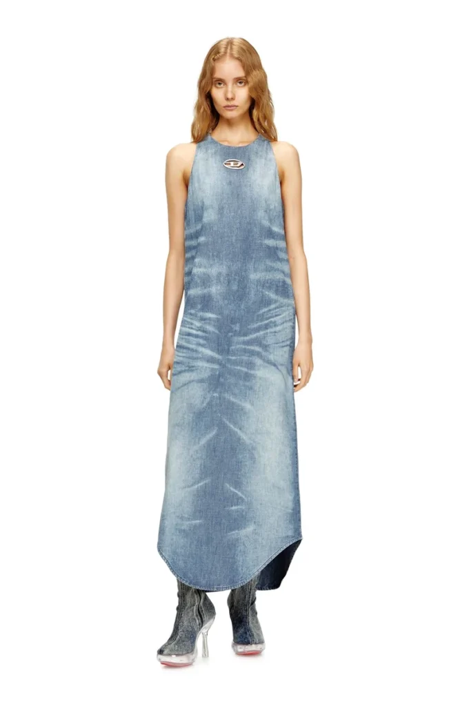 de-lina-s Robe longue en denim marbré