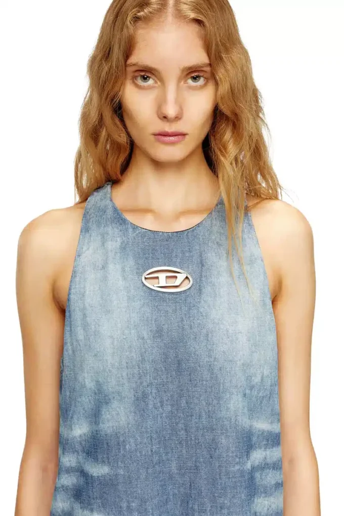 de-lina-s Robe longue en denim marbré