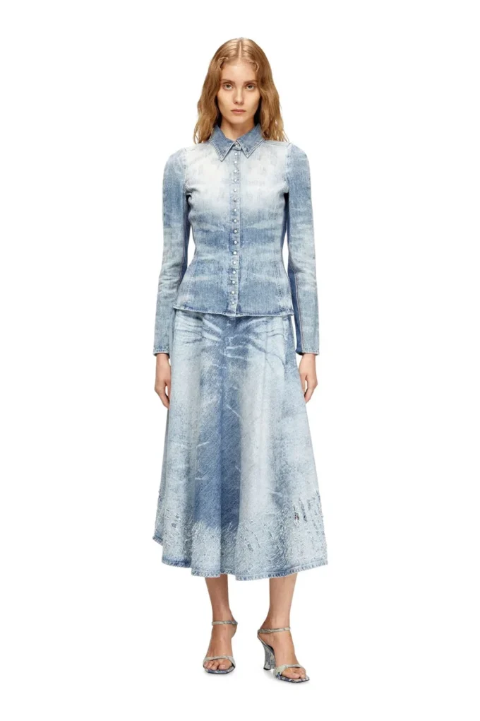 de-masly-fsh Chemise en denim nid d&rsquo;abeille vieilli