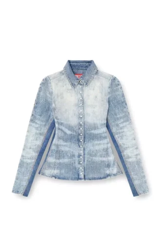 de-masly-fsh Chemise en denim nid d&rsquo;abeille vieilli