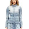 de-masly-fsh Chemise en denim nid d&rsquo;abeille vieilli