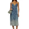 de-melvi-s Robe en denim fluide délavé au laser