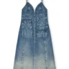 de-melvi-s Robe en denim fluide délavé au laser
