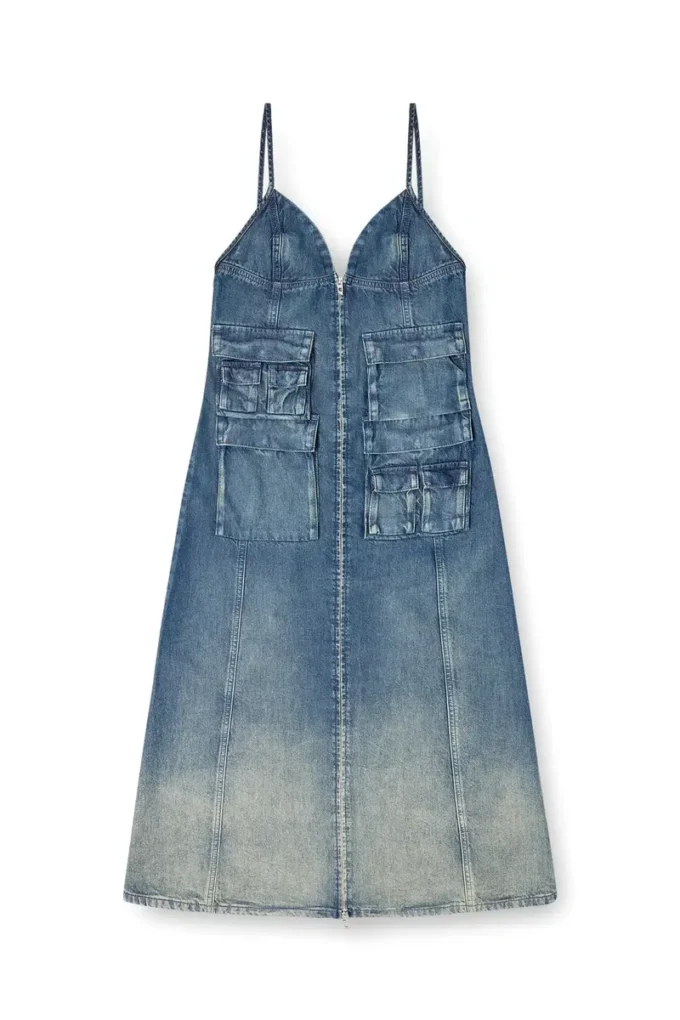 de-melvi-s Robe en denim fluide délavé au laser