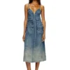 de-melvi-s Robe en denim fluide délavé au laser