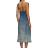 de-melvi-s Robe en denim fluide délavé au laser