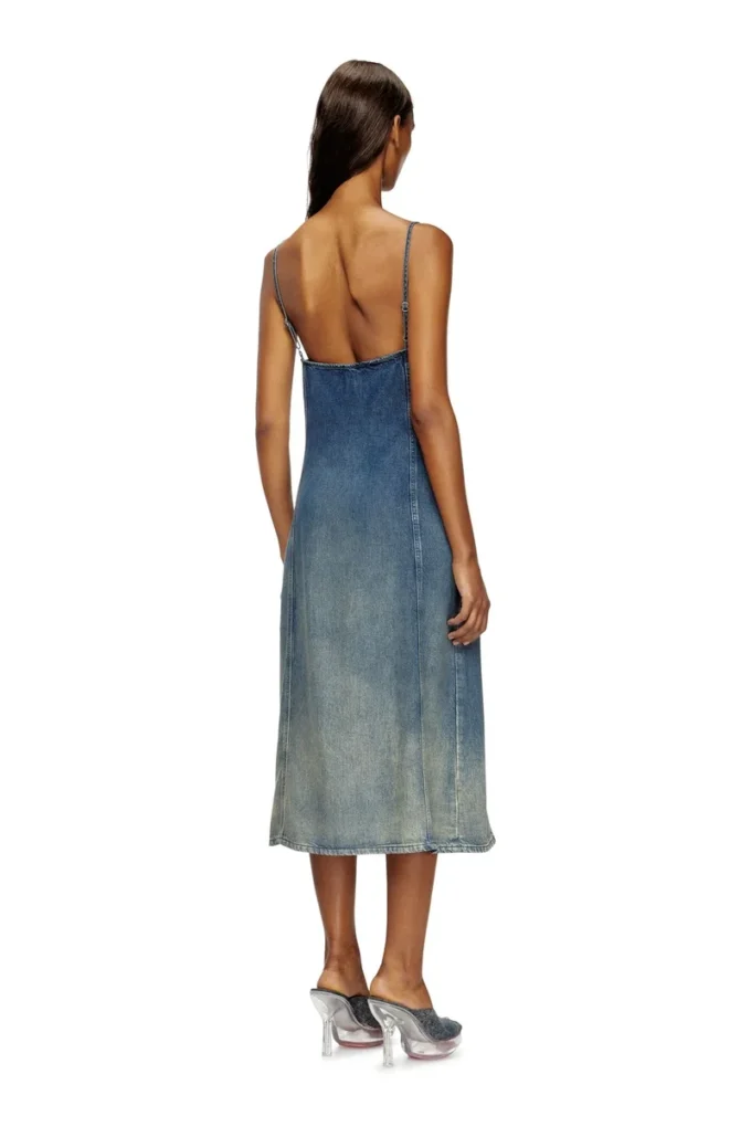 de-melvi-s Robe en denim fluide délavé au laser
