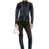 de-morny-s Veste style motard en denim bicolore