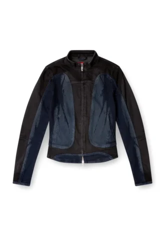 de-morny-s Veste style motard en denim bicolore