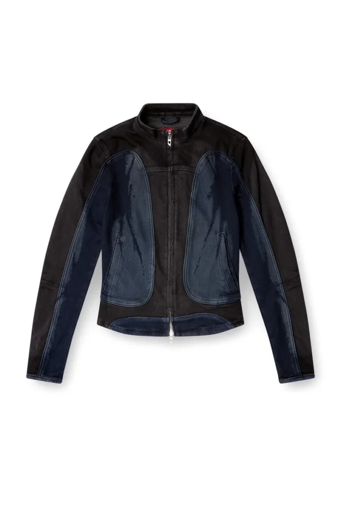 de-morny-s Veste style motard en denim bicolore