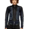 de-morny-s Veste style motard en denim bicolore