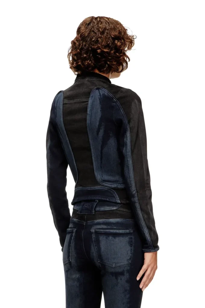 de-morny-s Veste style motard en denim bicolore