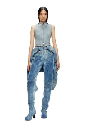 de-nata-fse Top en denim seconde peau avec détails motard