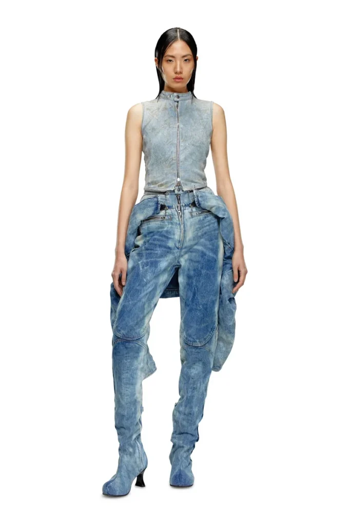 de-nata-fse Top en denim seconde peau avec détails motard