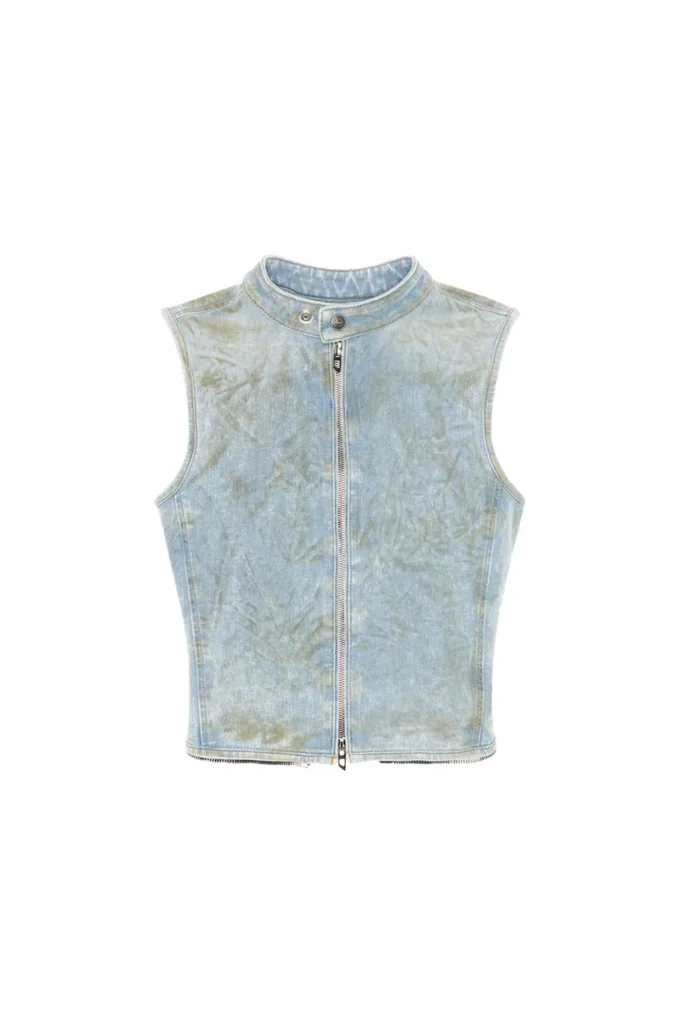de-nata-fse Top en denim seconde peau avec détails motard