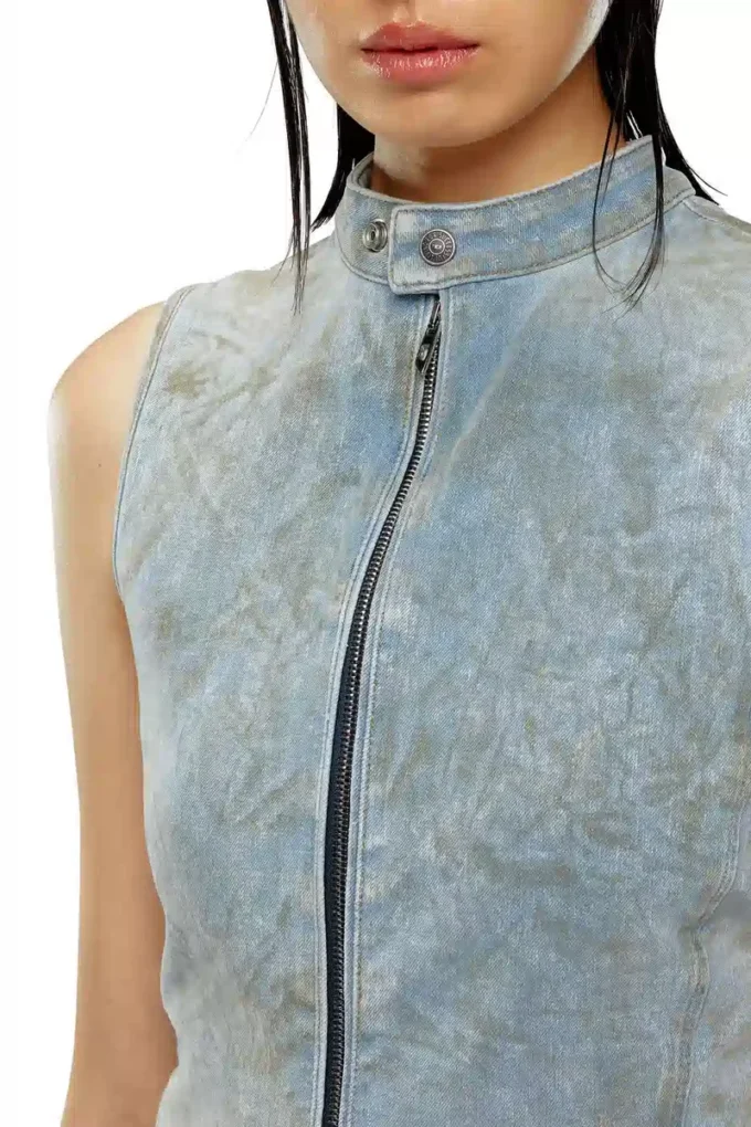 de-nata-fse Top en denim seconde peau avec détails motard