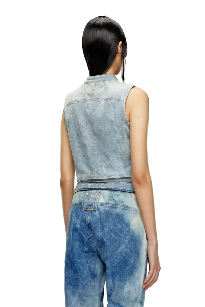 de-nata-fse Top en denim seconde peau avec détails motard
